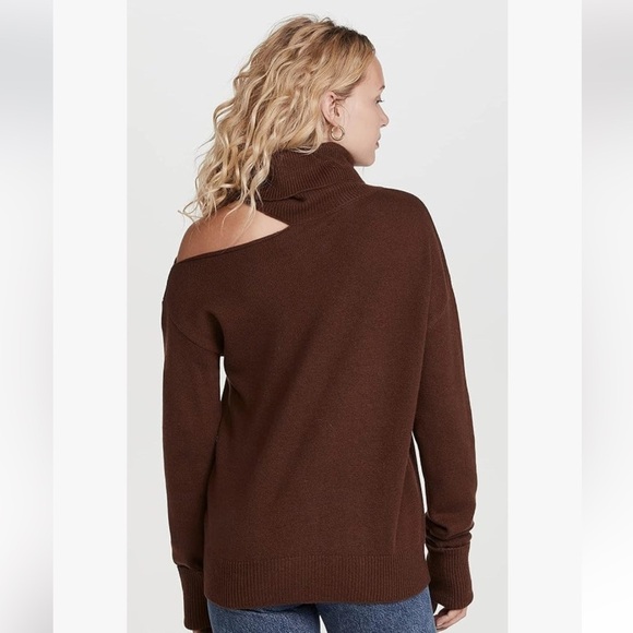 PAIGE Women's Raundi Turtleneck Relaxed Wool Blend Sweater Dark Brown XS - Picture 3 of 11